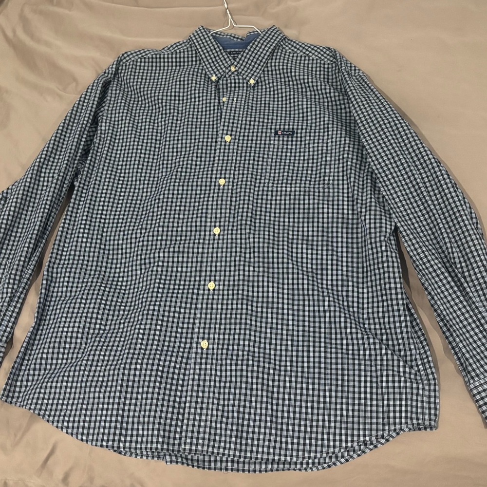 Men's Chaps Easy Care Black Checkered Shirt XXL
